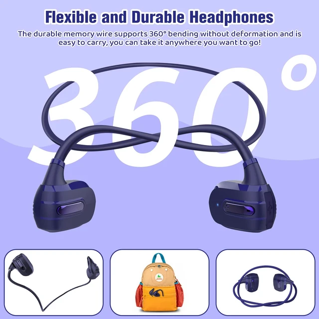Alt view image 4 of 7 - Kids Headphones, Open Ear Headphones for Teens Child Boys Girls Wireless Bluetooth 5.4 Headset w/ Built-in Mic for School/Tablet/Travel, 13g Ultra-Light, 85dB Protect Hearing, 10H Playtime