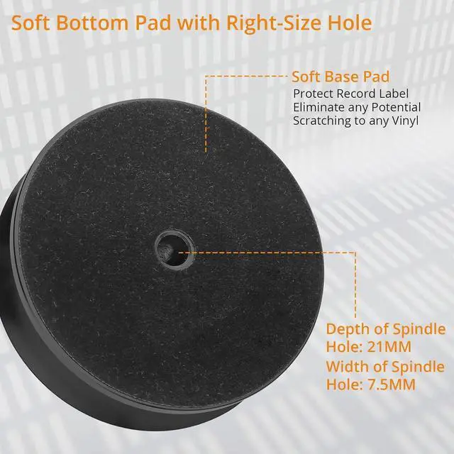 Alt view image 6 of 7 - Record Weight Stabilizer, 11oz Aluminum Vinyl Record Stabilizer | with Bubble Level, Low Profile to Fits Under Dust Cover of Turntable Vinyl Disc LP Record Player for Vibration Balanced