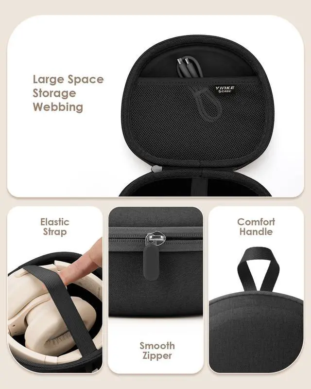 Alt view image 4 of 7 - Headphone Case for Soundcore/Beats/JBL Tune/Skullcandy/Bose/JLab/BERIBES | for Over-Ear Noise Cancelling Foldable Headphones, Upgraded Splashproof, Hard Shell Protective Storage Bag