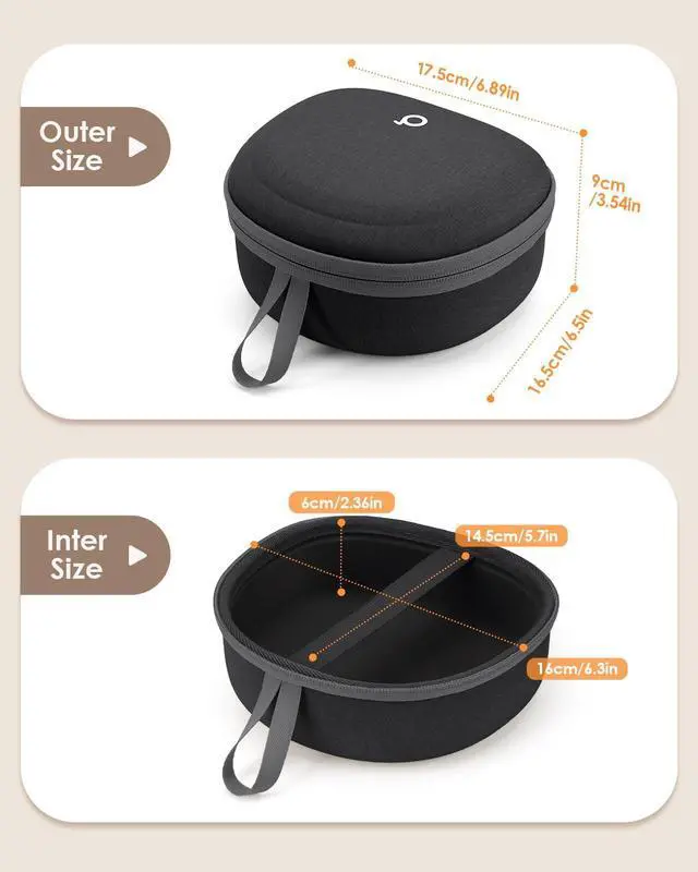 Alt view image 5 of 7 - Headphone Case for Soundcore/Beats/JBL Tune/Skullcandy/Bose/JLab/BERIBES | for Over-Ear Noise Cancelling Foldable Headphones, Upgraded Splashproof, Hard Shell Protective Storage Bag