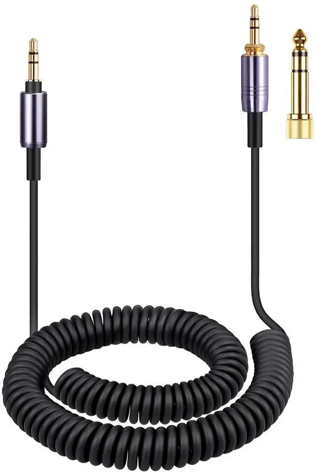 Main image of ATH-M50xBT Cable, Coiled Aux Cord for Audio Technica ATH-M50xBT2 Headphones | 3.5mm to 3.5mm(1/8") Extension Wire with 6.35mm(1/4") Adapter for ATH-SR50BT Wireless Headset, 14ft