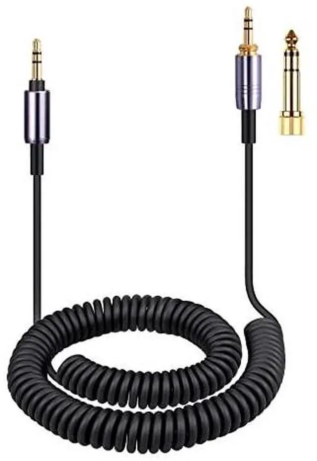 Alt view image 2 of 7 - ATH-M50xBT Cable, Coiled Aux Cord for Audio Technica ATH-M50xBT2 Headphones | 3.5mm to 3.5mm(1/8") Extension Wire with 6.35mm(1/4") Adapter for ATH-SR50BT Wireless Headset, 14ft