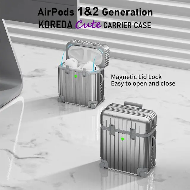 Alt view image 2 of 7 - Compatible with AirPods Case Cover, Funny Suitcase Design Case for Airpods 2nd Generation/1st Generation, Cute Fashion Protective Hard Case for Women Men with Keychain