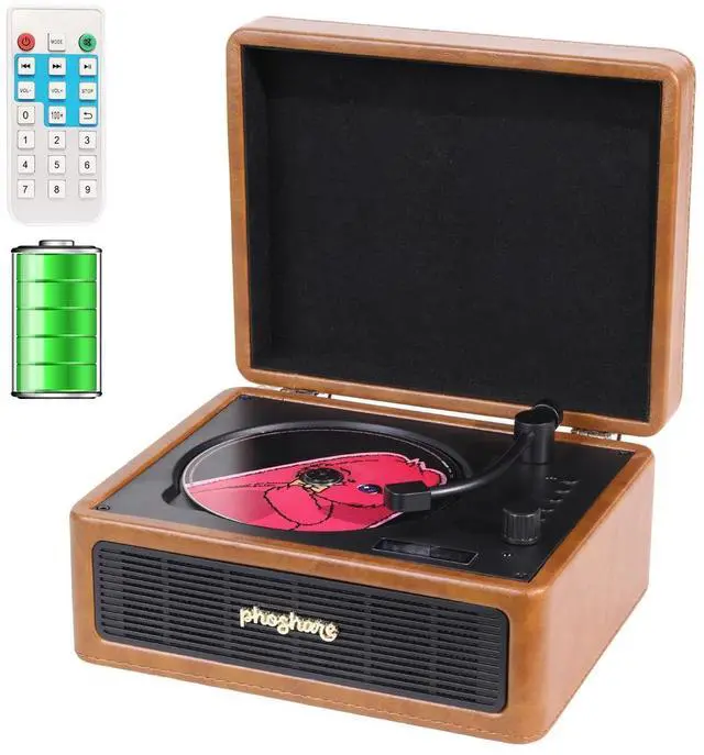 Main image of Cute Retro Bluetooth CD Player with Built-in Speakers | Retro tabletop CD player streams via Bluetooth TX/RX, USB & AUX to speakers or headphones with remote control