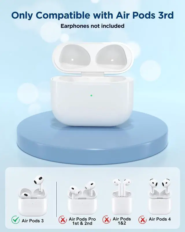Alt view image 6 of 7 - Wireless Charging Case for AirPods 3rd Gen, with Lightning Port | Replacement Charger Case, Bluetooth Pairing Sync Button, No Earbuds Included, Not Compatible with Pro 3