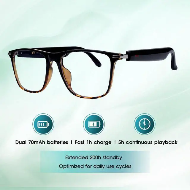 Alt view image 4 of 7 - Bluetooth Audio Smart Glasses for Women & Men, Bluetooth Glasses with Color-Change Lens, Open Ear Speakers, IPX5 Waterproof, Smart Audio Glasses for iPhone Android Music/Calls (Black)