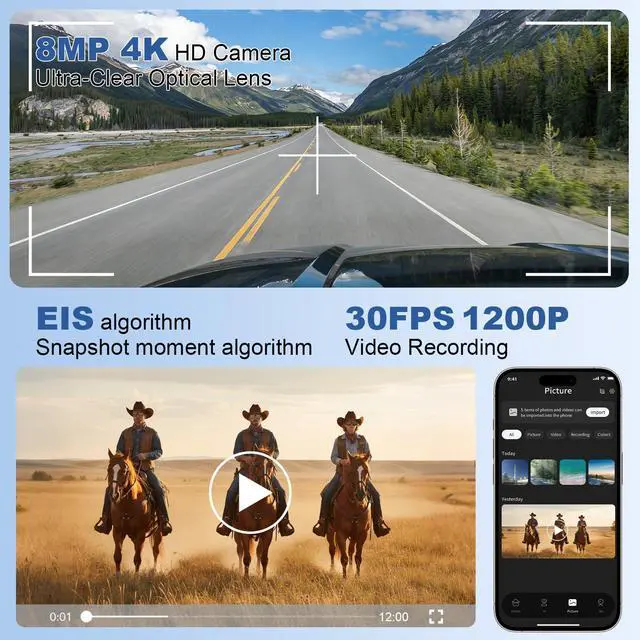 Alt view image 2 of 7 - AI Smart Glasses with Camera, 8MP HD Video Recording Glasses, 1200P 30FPS EIS, Voice Assistant, Real-Time Translation, Open-Ear Bluetooth Audio, Clear & Photochromic Lenses, lente con camara