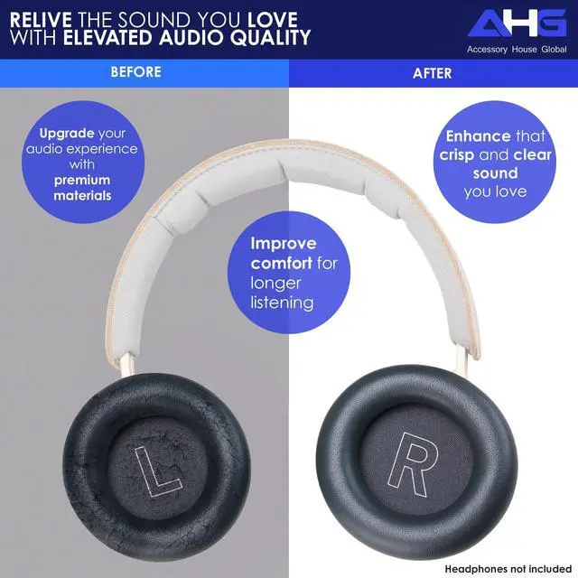 Alt view image 4 of 7 - AHG Premium hx Ear Pads Cushions Compatible with Bang & Olufsen Beoplay HX Headphones (Black Anthracite). Easy DIY Fit | Luxurious Sheepskin Leather | AHG FlexiSoft Foam | Seam Stitched Durability