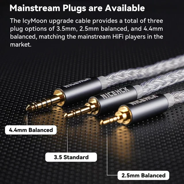 Alt view image 4 of 7 - IcyMoon 3.5mm Single-End 0.78mm 2Pin IEM Upgrade Cable 16-strand OCC silver plated OFC conductor, silver aluminum alloy shell, high fidelity sound, fits 2Pin in-ear monitor players