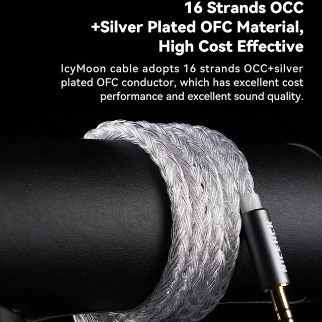 Alt view image 3 of 7 - IcyMoon 3.5mm Single-End 0.78mm 2Pin IEM Upgrade Cable 16-strand OCC silver plated OFC conductor, silver aluminum alloy shell, high fidelity sound, fits 2Pin in-ear monitor players