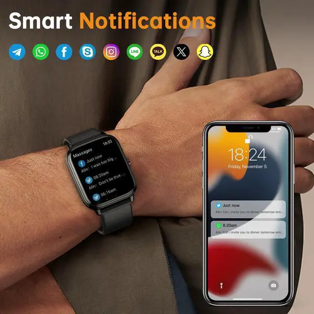 Alt view image 4 of 7 - Smart Watch for Men Women, Fitness Tracker (Answer/Make Call), 1000 mAh Battery, 120+ Sport Modes, Step Counter/Sleep Monitor Fitness Watch, Smartwatch for Android/iPhone (Black)