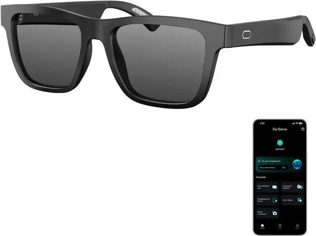 Main image of AI Smart Glasses for Men & Women, Powered by ChatGPT | Bluetooth Translation Glasses with 144 Languages, 11H Music Play, UV 400 Protection for Daily Use, Travel