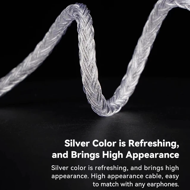 Alt view image 6 of 7 - IcyMoon 3.5mm Single-End 0.78mm 2Pin IEM Upgrade Cable 16-strand OCC silver plated OFC conductor, silver aluminum alloy shell, high fidelity sound, fits 2Pin in-ear monitor players