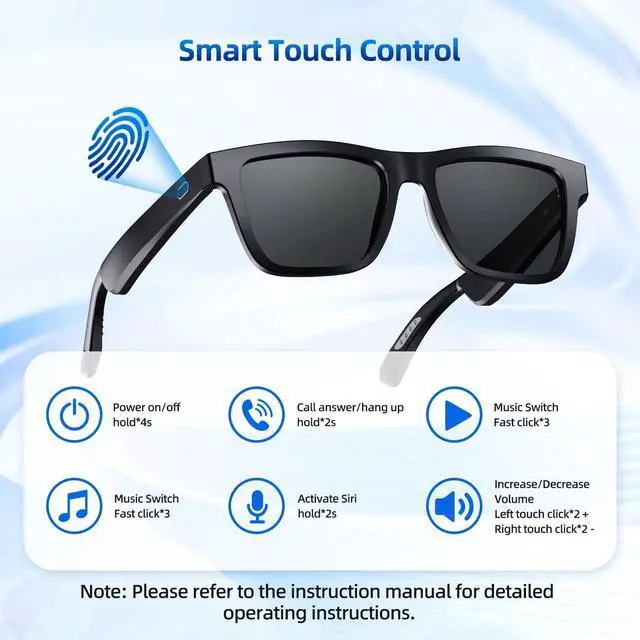 Alt view image 3 of 7 - AI Smart Glasses for Men & Women, Powered by ChatGPT | Bluetooth Translation Glasses with 144 Languages, 11H Music Play, UV 400 Protection for Daily Use, Travel