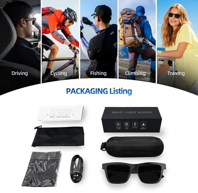 Alt view image 7 of 7 - AI Smart Glasses for Men & Women, Powered by ChatGPT | Bluetooth Translation Glasses with 144 Languages, 11H Music Play, UV 400 Protection for Daily Use, Travel