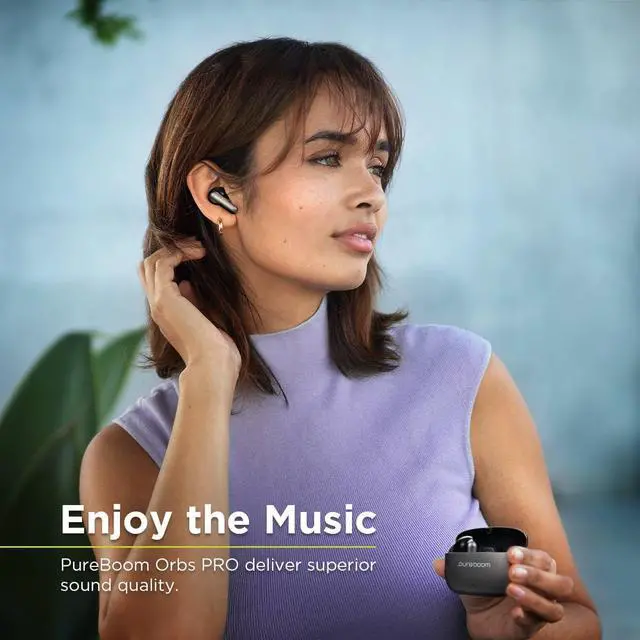 Alt view image 2 of 6 - PureBoom Orbs Pro Active Nosie Cancellation Wireless Earbuds, Reduce Noise with ANC, Stereo Headphones in Ear with Zinc Alloy Case for iPhone/Android Phones/TV/Laptops, More Devices(Gunmetal)