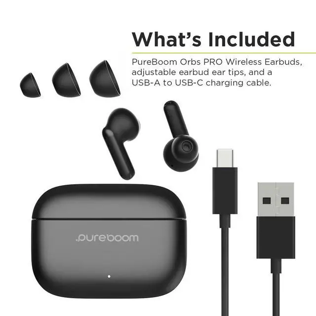 Alt view image 6 of 6 - PureBoom Orbs Pro Active Nosie Cancellation Wireless Earbuds, Reduce Noise with ANC, Stereo Headphones in Ear with Zinc Alloy Case for iPhone/Android Phones/TV/Laptops, More Devices(Gunmetal)