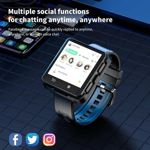 Alt view image 6 of 7 - 4G Smart Watch Phone Call, 4GB+64GB Android 11 CPU MTK6761 Smartwatch, 2.64" Large Screen Gaming Watch 1200mAh Type-C Port Dual Camera WiFi Bluetooth GPS Smart Watches for Men