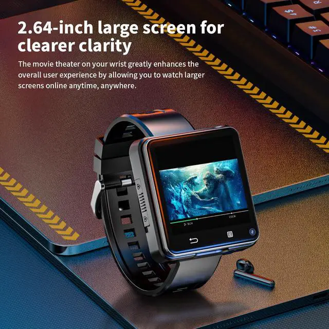Alt view image 7 of 7 - 4G Smart Watch Phone Call, 4GB+64GB Android 11 CPU MTK6761 Smartwatch, 2.64" Large Screen Gaming Watch 1200mAh Type-C Port Dual Camera WiFi Bluetooth GPS Smart Watches for Men