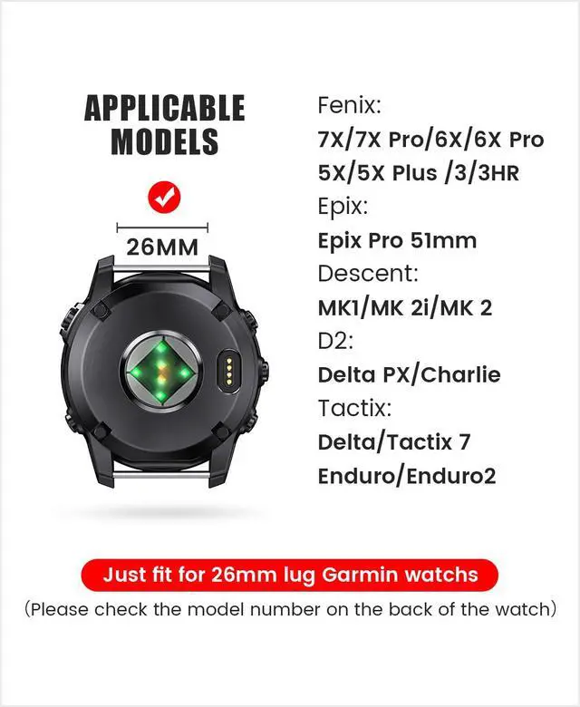 Alt view image 3 of 7 - Fenix 7X Pro/6X Pro Band for Fenix 6X Strap Fenix 7X Band 26mm Width Fenix 5X Plus Wristband for Descent Mk2i/tactix Delta/tactix 7 Pro/tactix 7 AMOLED Soft Silicone Watch(Brown Dark-Gray)