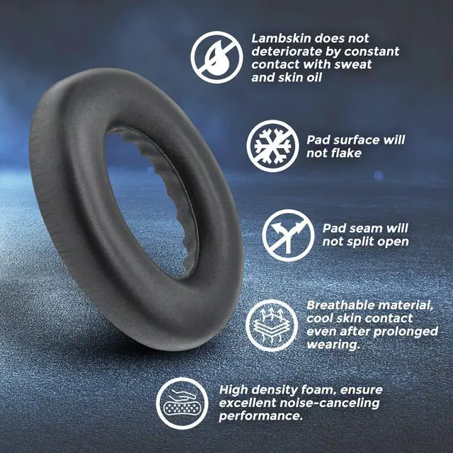 Alt view image 2 of 7 - Lambskin NC 700 Earpads Real Leather Ear Pads Cushions Sheepskin Replacement Cups for Bose NC700 Noise Canceling Headphones (Black)
