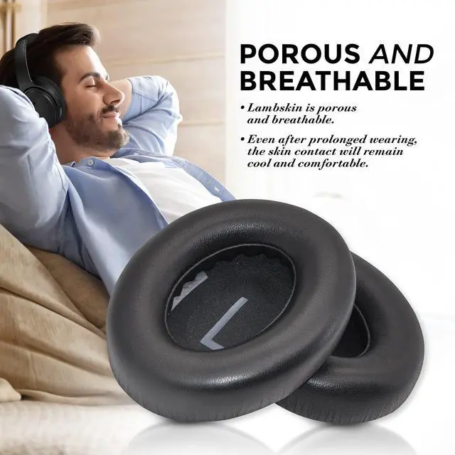 Alt view image 6 of 7 - Lambskin NC 700 Earpads Real Leather Ear Pads Cushions Sheepskin Replacement Cups for Bose NC700 Noise Canceling Headphones (Black)