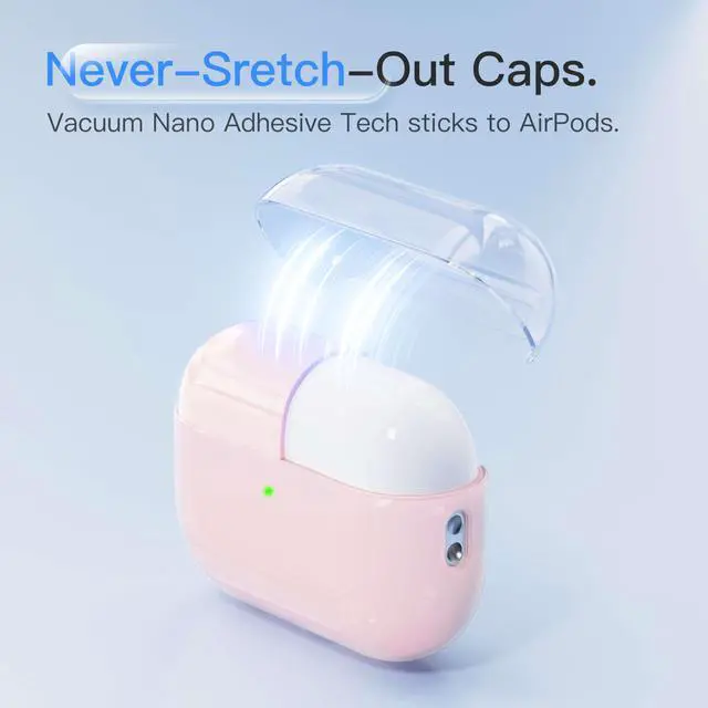 Alt view image 3 of 6 - Case for AirPods Pro 2 Never-Sretch-Out Shock-Proof Protective Semi Hard Silicone Case Compatible with Apple Airpods Pro 2nd Generation (Pale Pink)