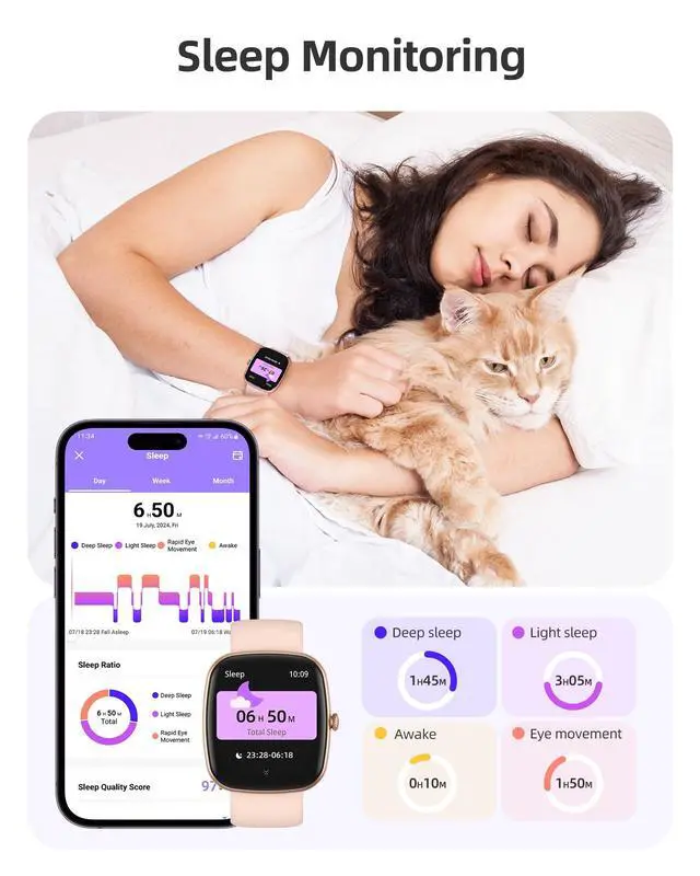 Alt view image 5 of 7 - Smart Watch for iOS and Android Phones(Answer/Make Calls), HD Screen Watches for Women, IP68 Waterproof Fitness Tracker Watch with Heart Rate Sleep Monitor, Steps Calories Counter, Rose Gold