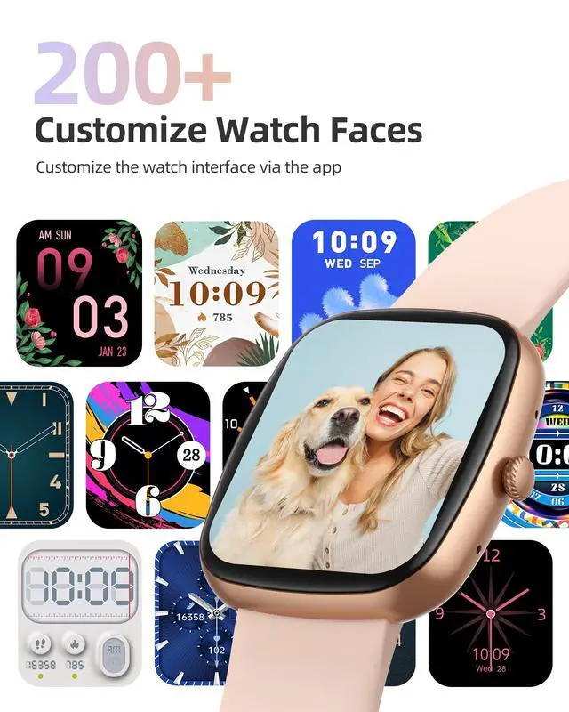 Alt view image 6 of 7 - Smart Watch for iOS and Android Phones(Answer/Make Calls), HD Screen Watches for Women, IP68 Waterproof Fitness Tracker Watch with Heart Rate Sleep Monitor, Steps Calories Counter, Rose Gold