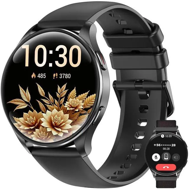 Main image of Smart Watch for Women Men, 1.43" AMOLED Ultra-Clear Screen Fitness Tracker with HeartRate/Sleep Monitor, 21Languages, Answer/Make Calls,Waterproof Smartwatch for Android and iPhone (2 Straps)