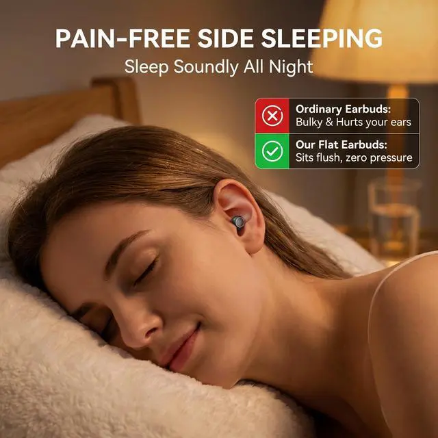 Alt view image 3 of 7 - Invisible Mini Sleep Wireless Bluetooth Earbuds,Smallest Low Profile Micro Tiny Discreet Hidden Ear Buds for Work,Small Headphones, Wireless Earphone Side Sleepers for Small Ear Canals
