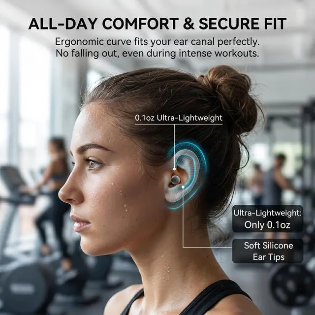 Alt view image 6 of 7 - Invisible Mini Sleep Wireless Bluetooth Earbuds,Smallest Low Profile Micro Tiny Discreet Hidden Ear Buds for Work,Small Headphones, Wireless Earphone Side Sleepers for Small Ear Canals