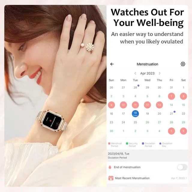 Alt view image 4 of 7 - Smart Watches for Women with Diamonds (Answer/Make Call), 1.57'' Bluetooth Smartwatch for Android iOS Phones, Waterproof Fitness Watch with Heart Rate/SpO2/Sleep/BP/AI Voicer (Rose Gold)