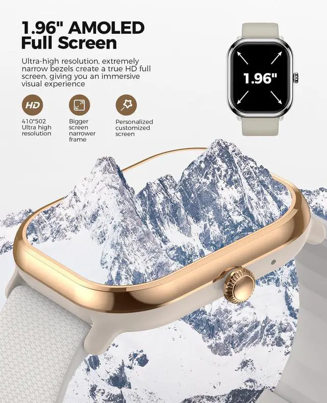 Alt view image 2 of 7 - Smartwatch(Answer/Make Call), 1.96" AMOLED Smart Watches for Women with 100+ Sport Modes, IP68 Waterproof Fitness Tracker Compatible with iOS and Android