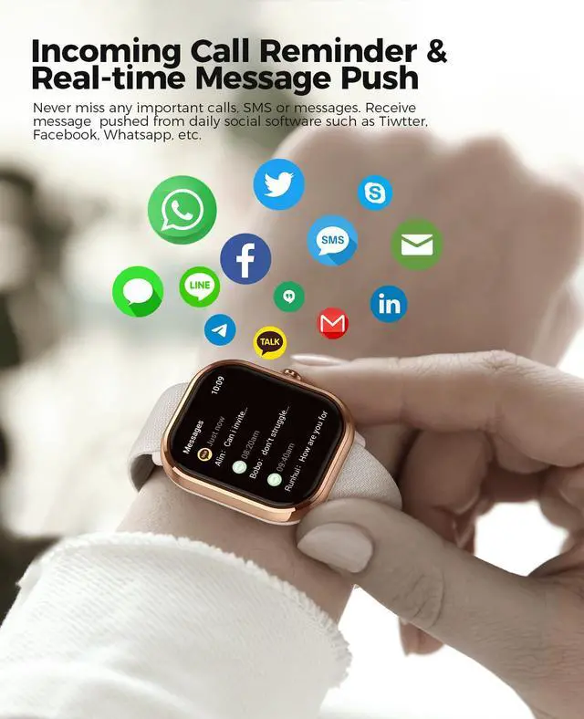 Alt view image 3 of 7 - Smartwatch(Answer/Make Call), 1.96" AMOLED Smart Watches for Women with 100+ Sport Modes, IP68 Waterproof Fitness Tracker Compatible with iOS and Android