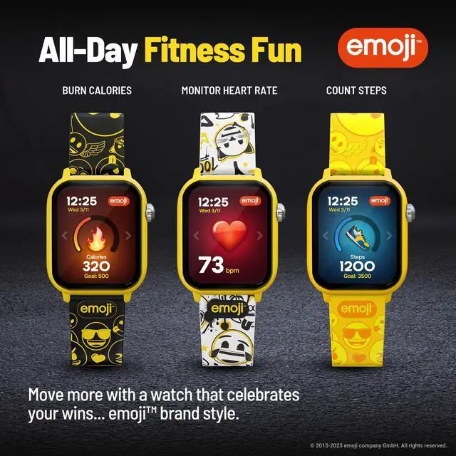 Alt view image 5 of 7 - Emoji, All-Ages Gaming Smart Watch, No Wi-Fi or Bluetooth | Built-in Emoji Merge! & Ask Emoji Game, Fitness and Steps Tracker, 100+ Customizable Watch Face Combinations, Water Resistant