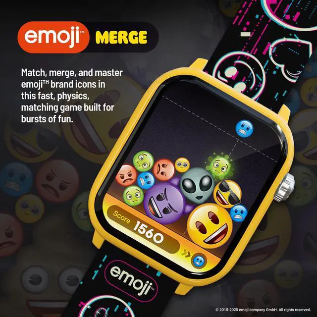 Alt view image 7 of 7 - Emoji, All-Ages Gaming Smart Watch, No Wi-Fi or Bluetooth | Built-in Emoji Merge! & Ask Emoji Game, Fitness and Steps Tracker, 100+ Customizable Watch Face Combinations, Water Resistant