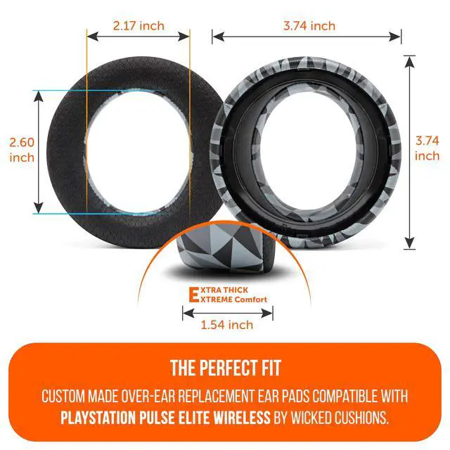Alt view image 5 of 7 - Freeze Pulse Elite - Cooling Gel Earpads Compatible with PS5 Pulse Elite, Made by Wicked Cushions | Thicker Cushion & Wider Opening | Geo Grey