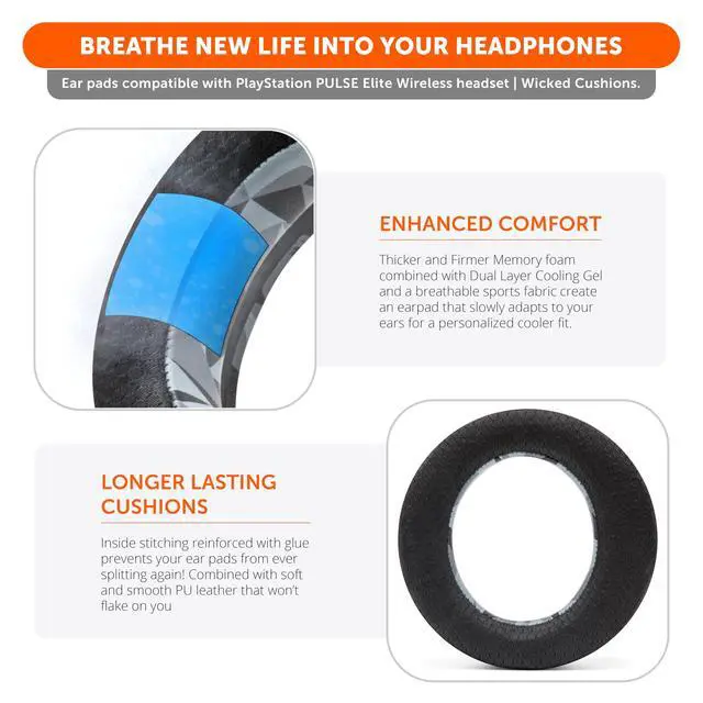 Alt view image 4 of 7 - Freeze Pulse Elite - Cooling Gel Earpads Compatible with PS5 Pulse Elite, Made by Wicked Cushions | Thicker Cushion & Wider Opening | Geo Grey