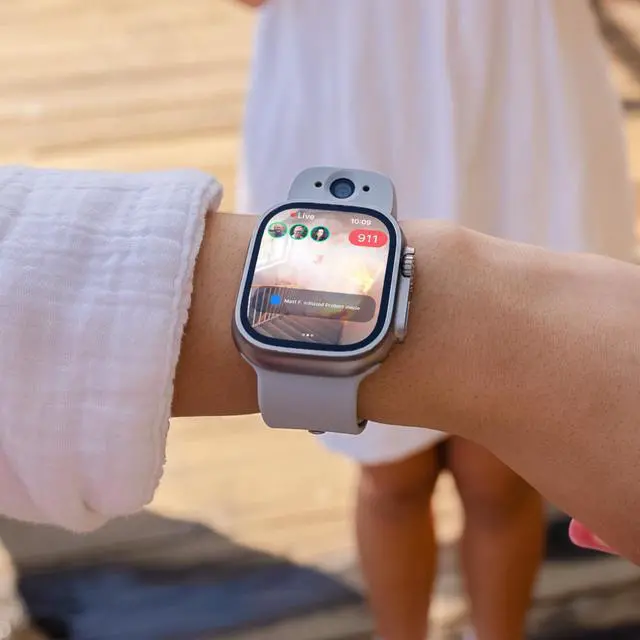 Alt view image 5 of 6 - Smart Dual-Camera Band for Apple Watch (Apple MFi Certified), 8MP Sensor, Full HD Video/720P Sport Mode, (New) Pro. Image Stabilization, WiFi, IP68 Water Resistant, Siri Integration