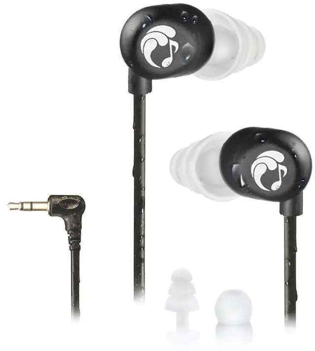 Main image of Flip Waterproof Short-Cord Headphones (Upgraded Cord) | IPX8 waterproof to 10 ft, short-cord low drag, 3 sizes tree tips, extension cord, for swimming