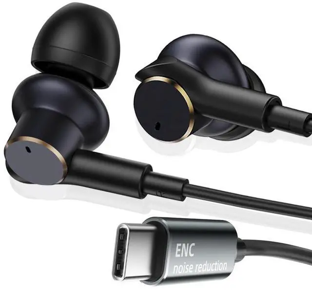 Main image of USB C Wired Headphones with Noise-Canceling Mic Powerful Bass In ear Earbud | Dual-Driver Noise-Isolating Wired Earbuds Call Noise Reduction,Type C Plug Deep Bass Earphones with DAC & HD Sound