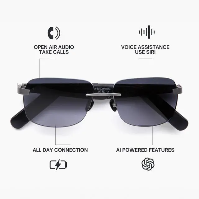 Alt view image 2 of 6 - Lucyd Horizon Smart Audio Sunglasses for Men, Polarized UV400 | Standard fit, polarized UV400 lenses, AI voice assistant, wireless music & calls for driving & outdoors