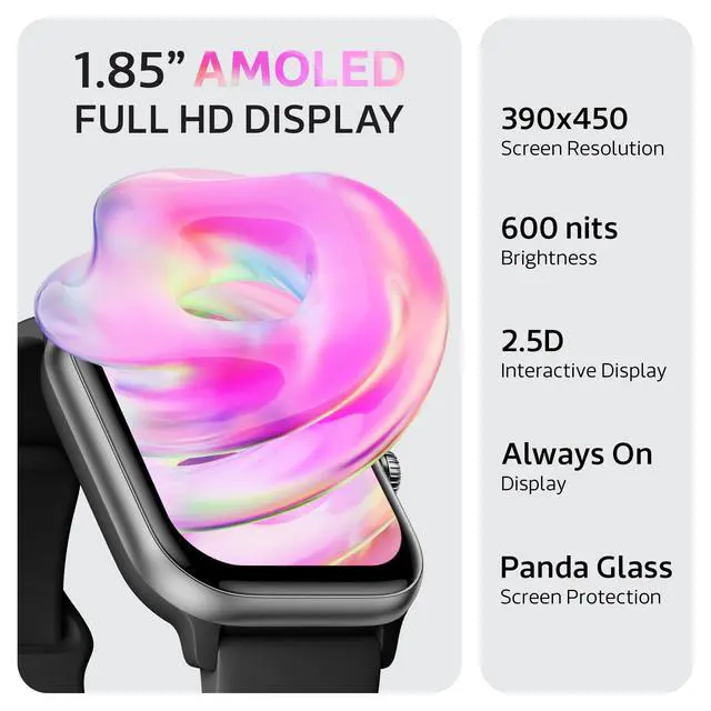 Alt view image 3 of 7 - Pulse 2 VeryFit Smart Watch for Men Women Fitness Tracker Watch (Black) | Alexa, 1.85" AMOLED Screen, Body Energy, Heart Rate, Oxygen Saturation, Stress, Sleep Monitor, Step Tracker, Bluetooth Call
