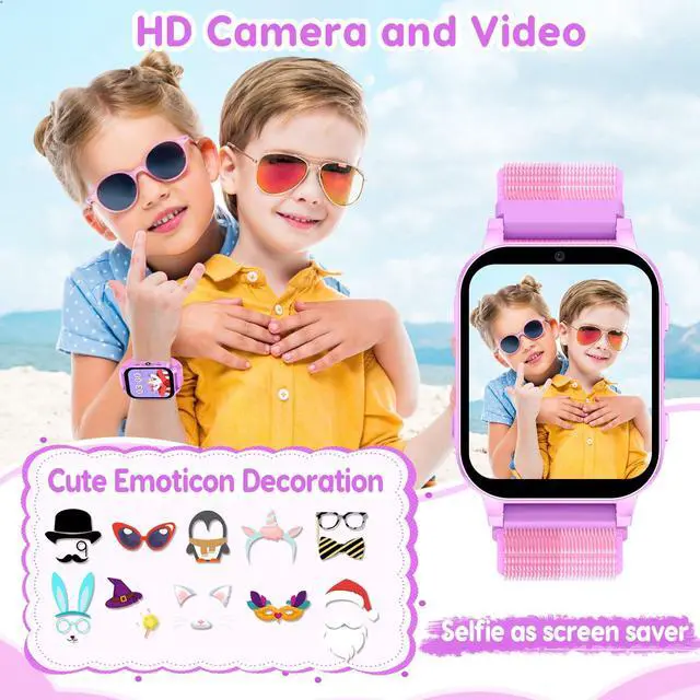 Alt view image 5 of 7 - HD Touchscreen Smartwatch for Girls Ages 4-12 - Includes 28 Games, Camera, Music, Pedometer - Fun & Educational Birthday Gift Idea (Purple)
