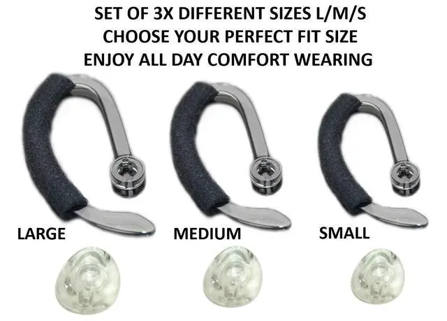 Alt view image 2 of 4 - 3X Same Size Replacement Earbuds Ear Tips + Ear Hook Loops + Foam Spare Fit Kit for Plantronics CS540 Savi W440 W740 W745 WH500 EarLoops EarHook Ear Bud Sleeve Part (Mixed L/M/S)