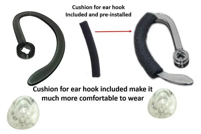 Alt view image 3 of 4 - 3X Same Size Replacement Earbuds Ear Tips + Ear Hook Loops + Foam Spare Fit Kit for Plantronics CS540 Savi W440 W740 W745 WH500 EarLoops EarHook Ear Bud Sleeve Part (Mixed L/M/S)