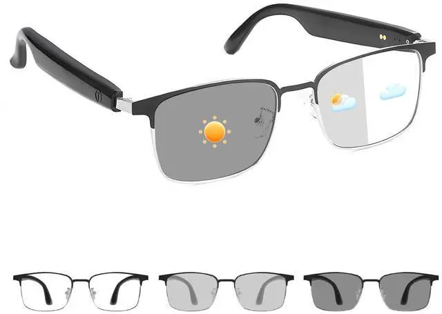 Main image of Smart Glasses for Men Women, Bluetooth Audio & Photochromic Lenses | Open-Ear Built-in Mic & Speakers Touch Control Voice Assistant Hands-Free Calls Compatible with iOS & Android Work Relax Game