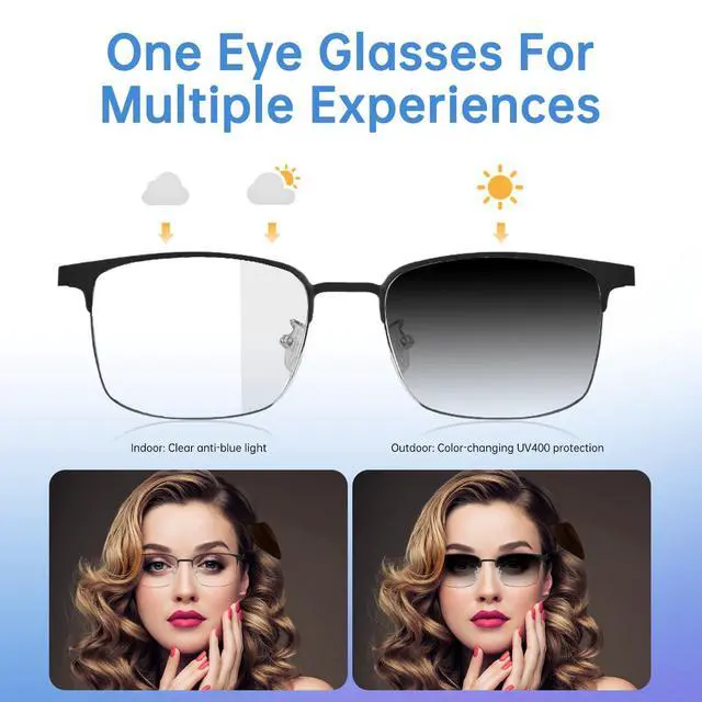Alt view image 2 of 7 - Smart Glasses for Men Women, Bluetooth Audio & Photochromic Lenses | Open-Ear Built-in Mic & Speakers Touch Control Voice Assistant Hands-Free Calls Compatible with iOS & Android Work Relax Game