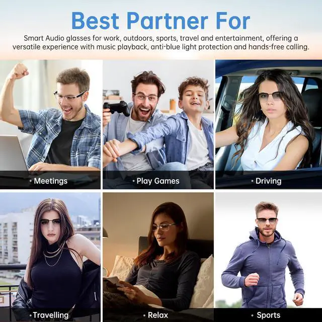 Alt view image 6 of 7 - Smart Glasses for Men Women, Bluetooth Audio & Photochromic Lenses | Open-Ear Built-in Mic & Speakers Touch Control Voice Assistant Hands-Free Calls Compatible with iOS & Android Work Relax Game